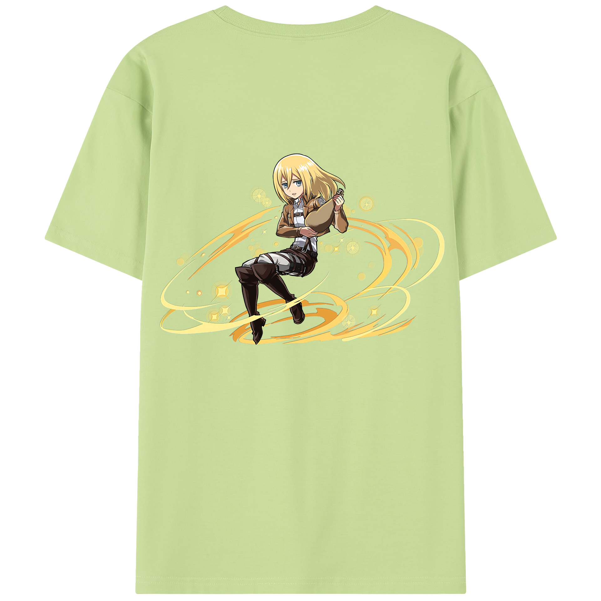 （画像用） 進撃の巨人 クリスタ·レンズ Attack on Titan Christa Lenz 綿100％半袖Tシャツ（背面プリント）